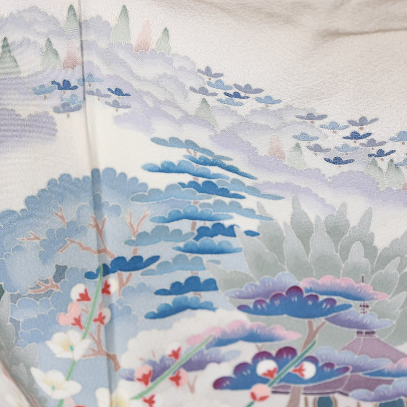Japanese kimono used <Irotomesode> L-size silk 100% /B811
