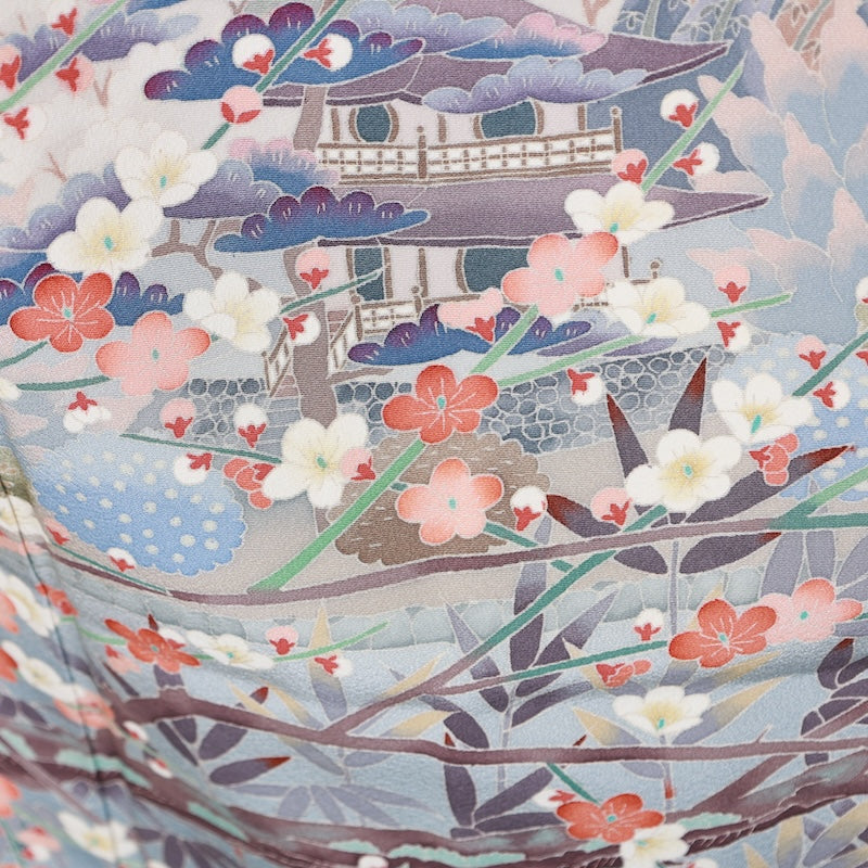 Japanese kimono used <Irotomesode> L-size silk 100% /B811