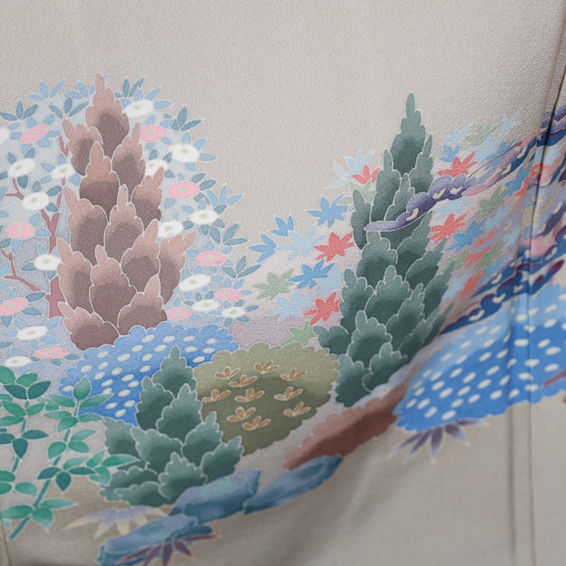 Japanese kimono used <Irotomesode> L-size silk 100% /B811