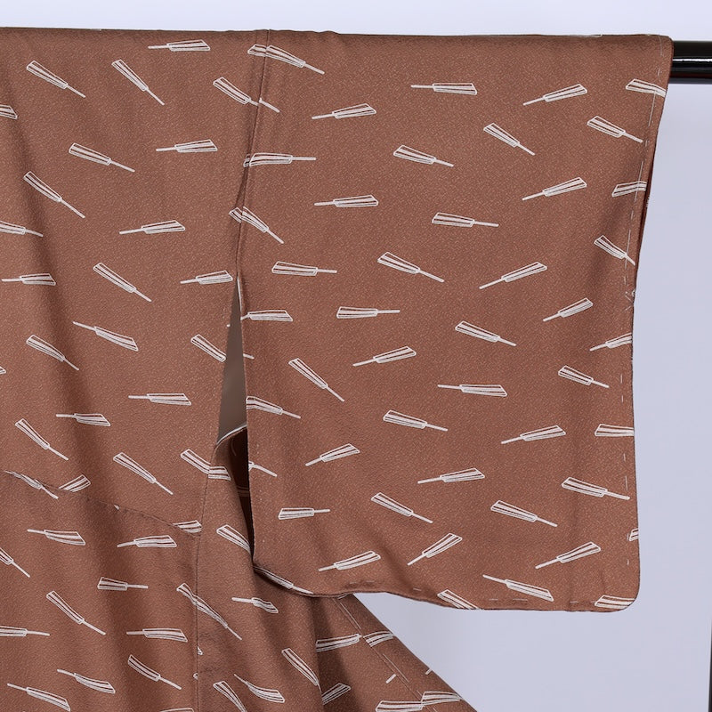 Japanese kimono Unused New <Tsumugi> L-size silk 100% /B812
