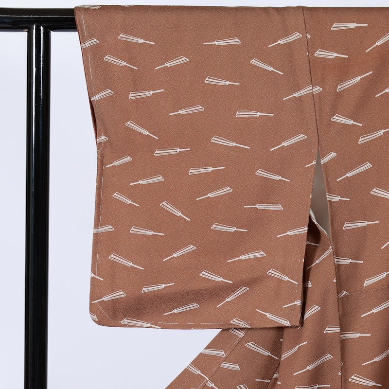Japanese kimono Unused New <Tsumugi> L-size silk 100% /B812