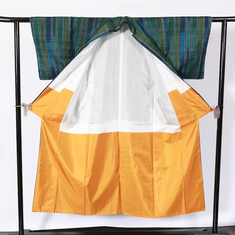 Japanease kimono Mew(tsumugi)size-S silk 100%/K168