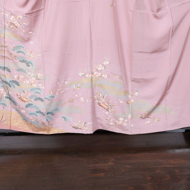 Japanese kimono Unused New <houmongi> L-size silk 100% /B840