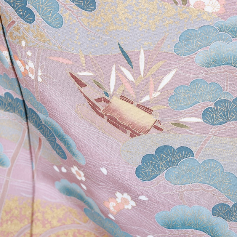 Japanese kimono Unused New <houmongi> L-size silk 100% /B840