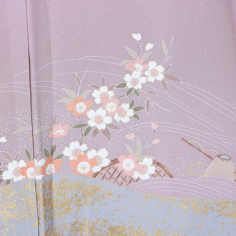 Japanese kimono Unused New <houmongi> L-size silk 100% /B840