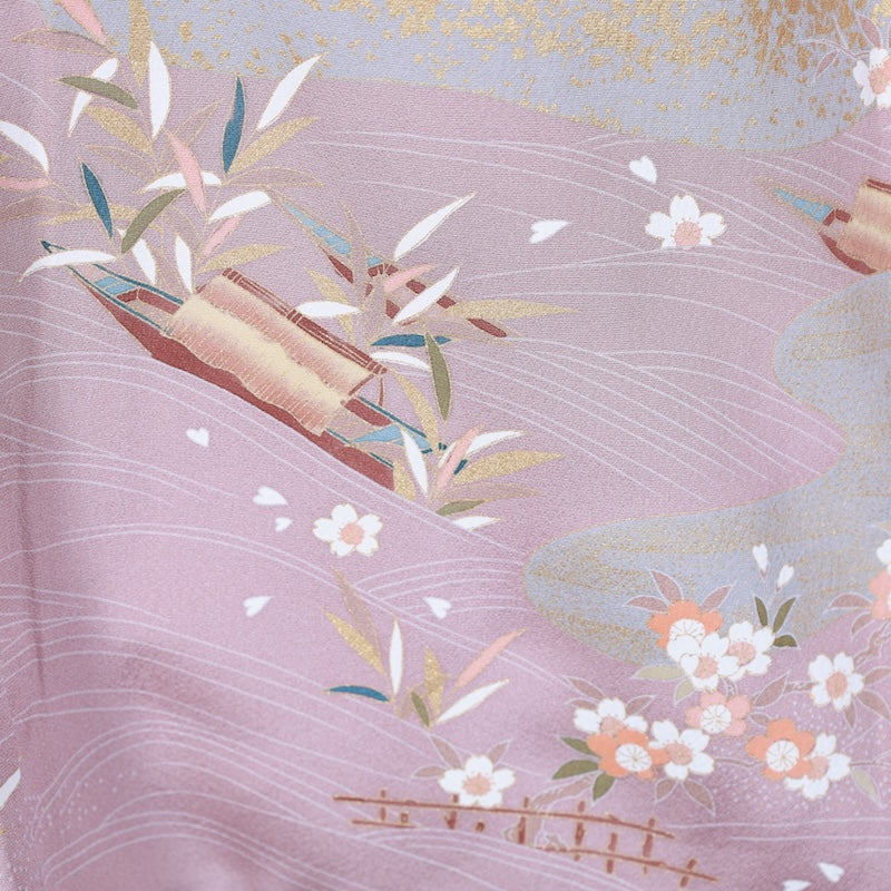 Japanese kimono Unused New <houmongi> L-size silk 100% /B840