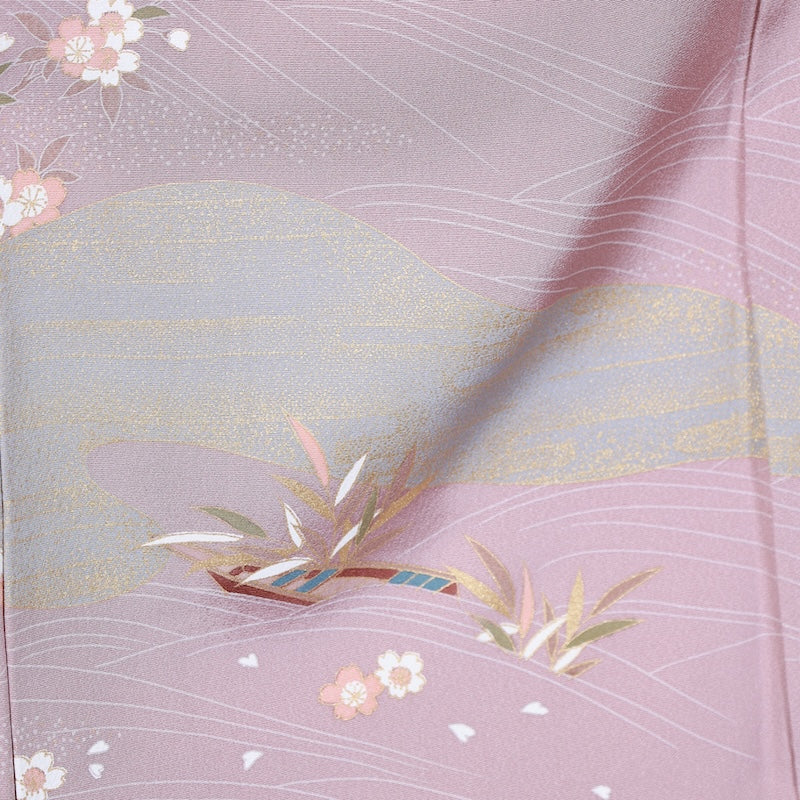 Japanese kimono Unused New <houmongi> L-size silk 100% /B840