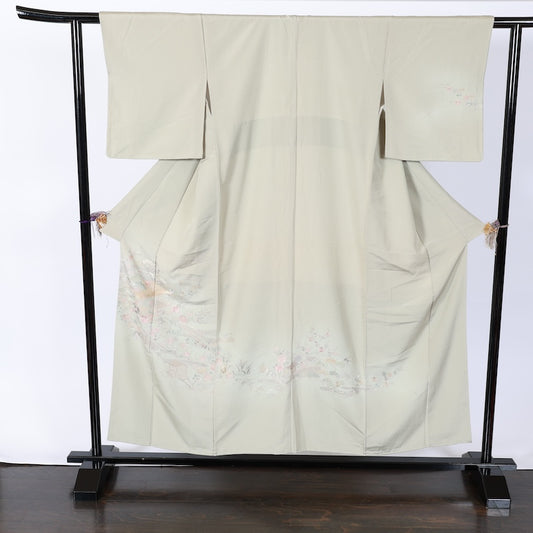 Japanese kimono used <houmongi> M-size silk 100% /B808