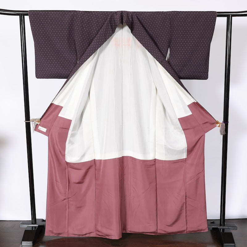 Japanease kimono used(tsumugi)size-L silk 100%/K165