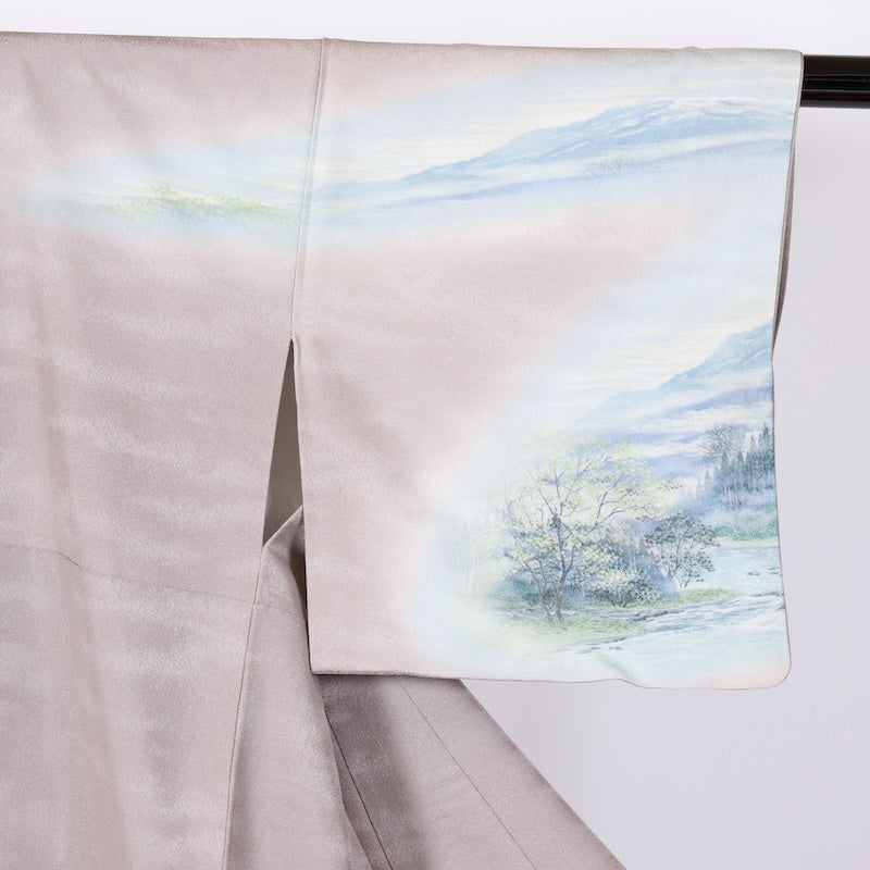 Japanese kimono used <houmongi> M-size silk 100% /B839