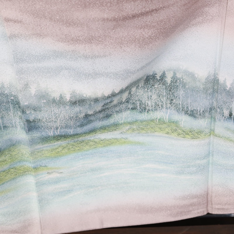 Japanese kimono used <houmongi> M-size silk 100% /B839
