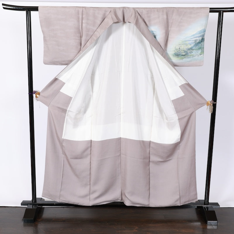 Japanese kimono used <houmongi> M-size silk 100% /B839