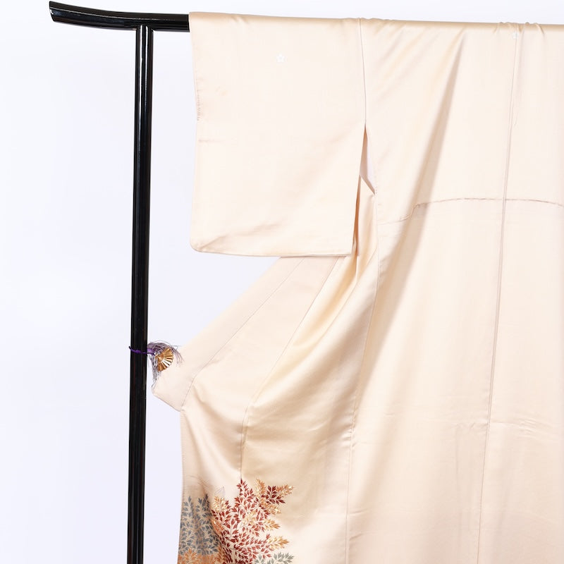 Japanese kimono used <Irotomesode> L-size silk 100% /B813