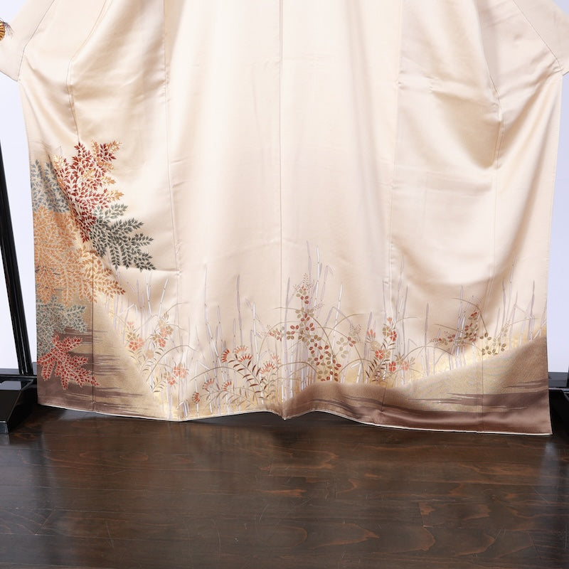 Japanese kimono used <Irotomesode> L-size silk 100% /B813