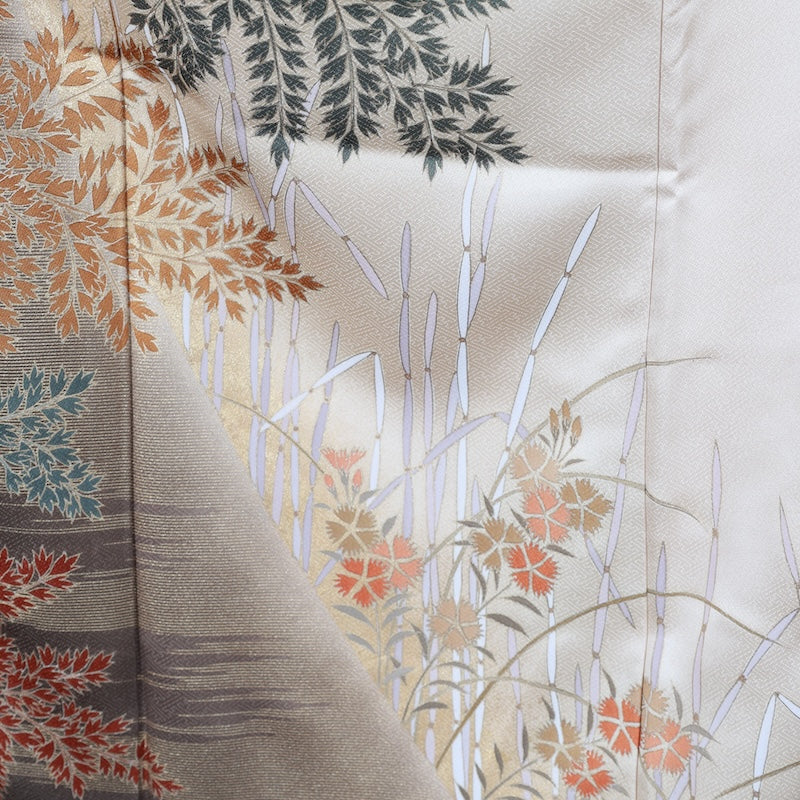 Japanese kimono used <Irotomesode> L-size silk 100% /B813
