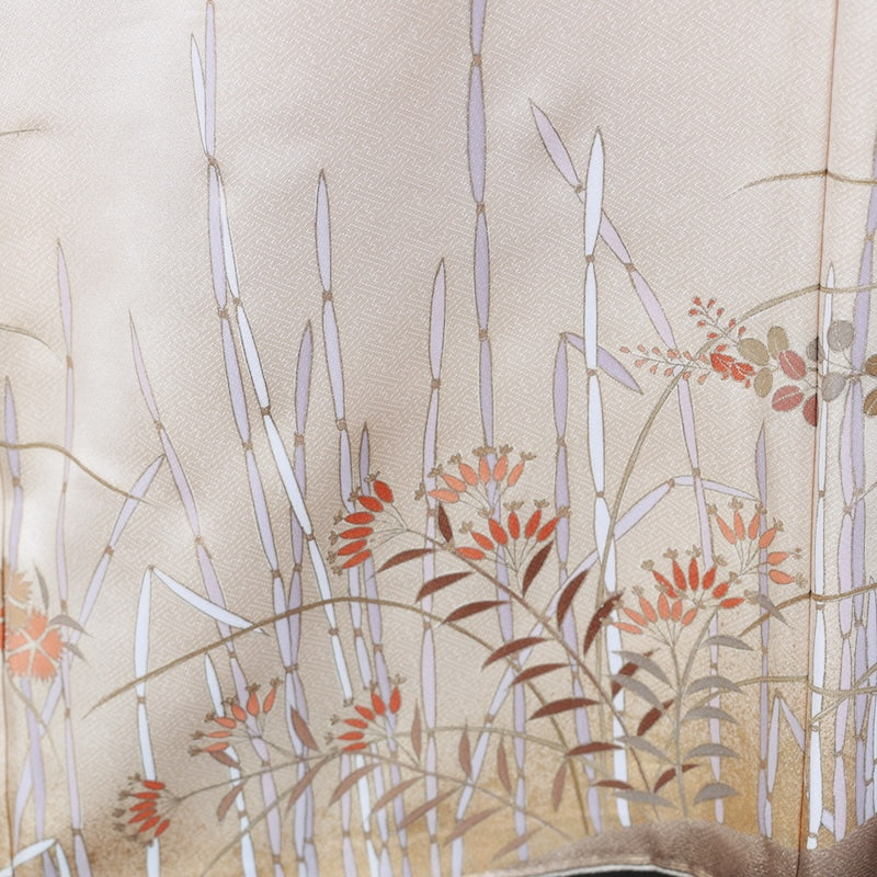 Japanese kimono used <Irotomesode> L-size silk 100% /B813