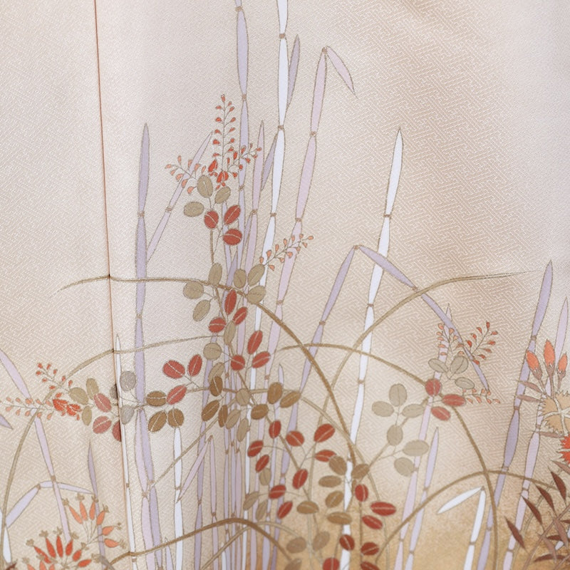 Japanese kimono used <Irotomesode> L-size silk 100% /B813