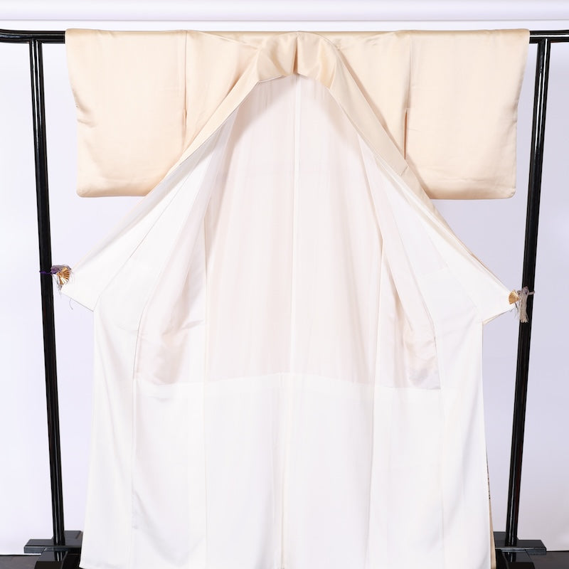 Japanese kimono used <Irotomesode> L-size silk 100% /B813