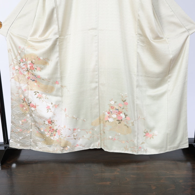 Japanese kimono Unused New <houmongi> L-size silk 100% /B836