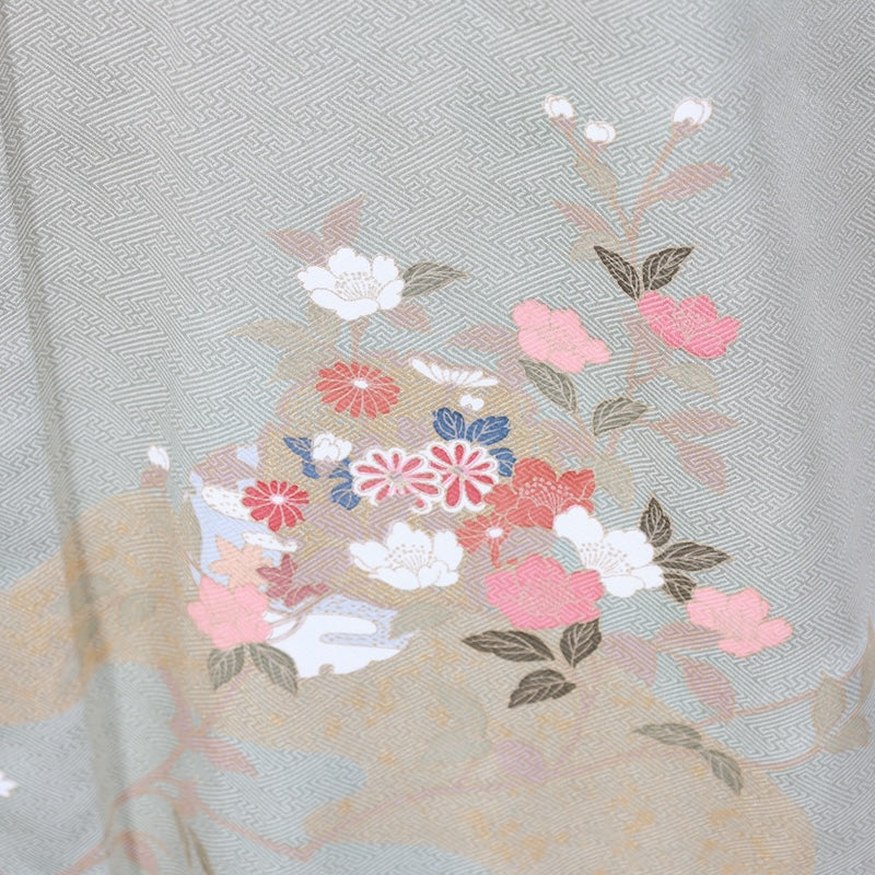 Japanese kimono Unused New <houmongi> L-size silk 100% /B836