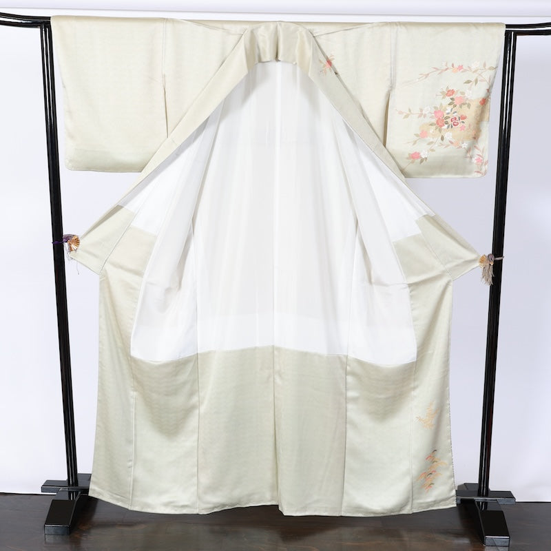 Japanese kimono Unused New <houmongi> L-size silk 100% /B836