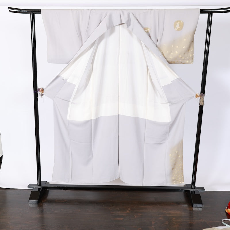 Japanese kimono used <houmongi> M-size silk 100% /B828