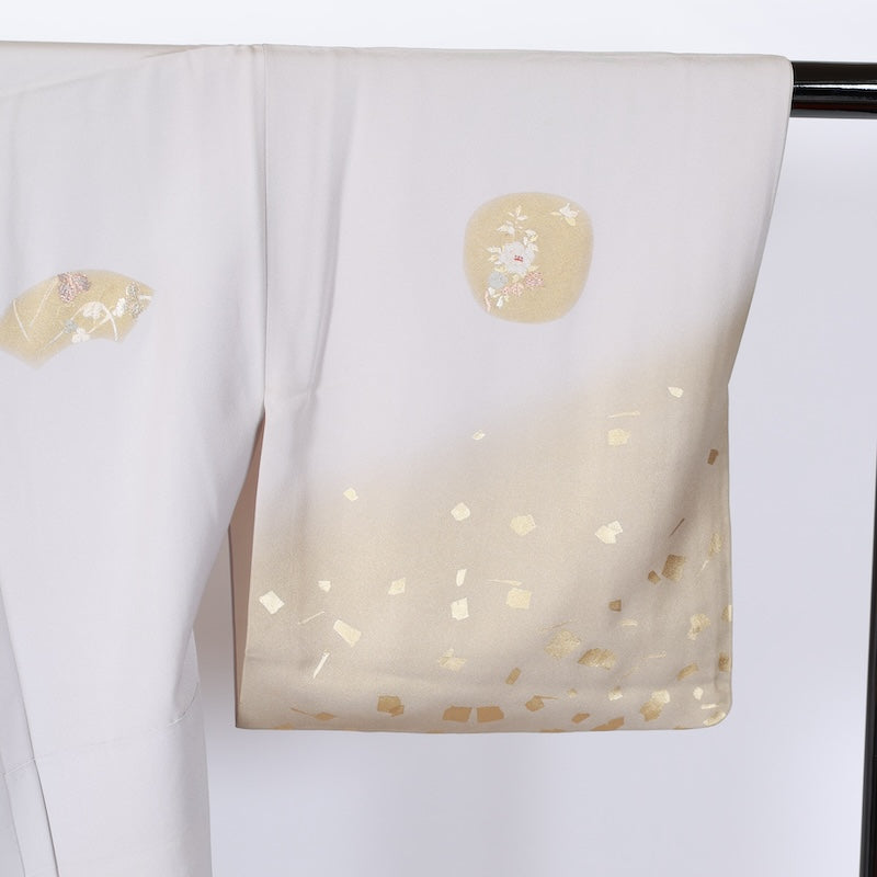 Japanese kimono used <houmongi> M-size silk 100% /B828