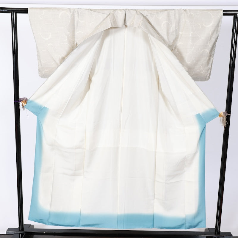 Japanese kimono used <Tsumugi> M-size silk 100% /B814