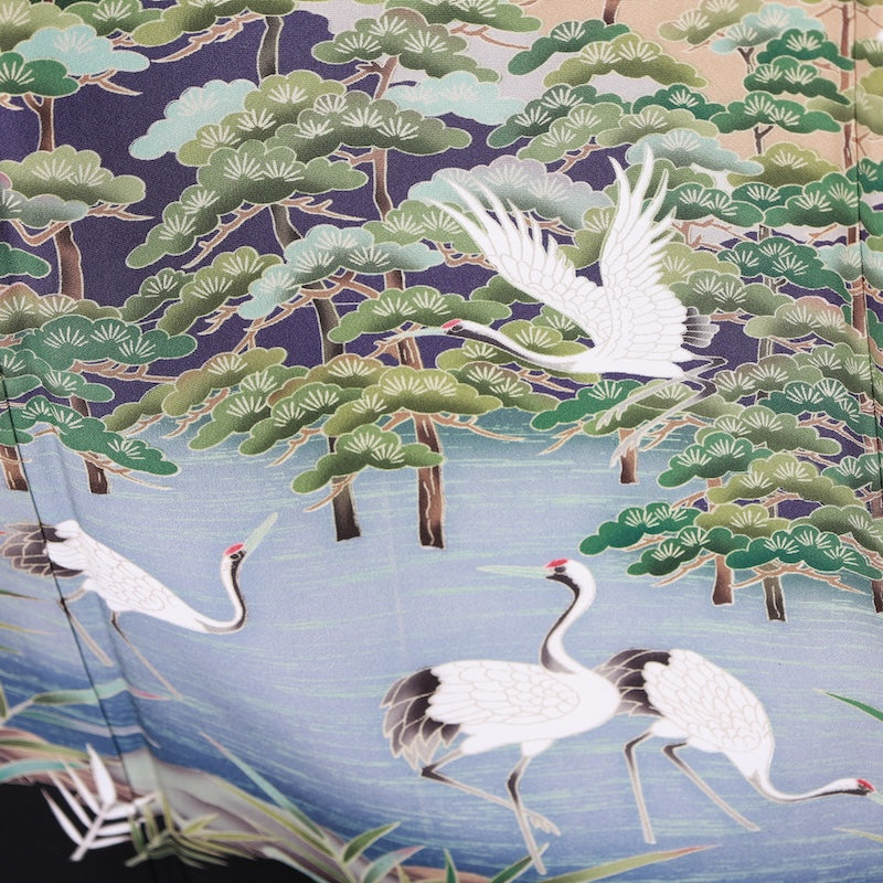Japanese kimono used <Kurotomesode> Msize silk 100% /B833