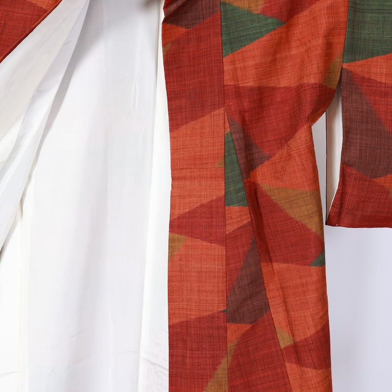 Japanese kimono used <Tsumugi> L-size silk 100% /B841