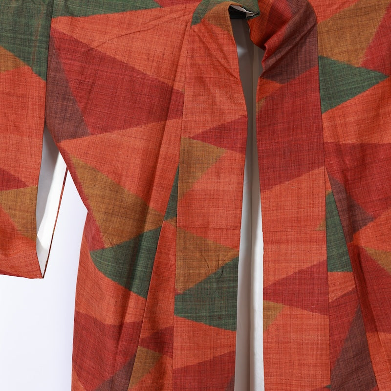 Japanese kimono used <Tsumugi> L-size silk 100% /B841