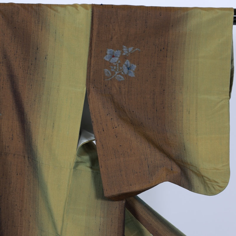Japanese kimono used <Tsumugi> S-size silk 100% /B826