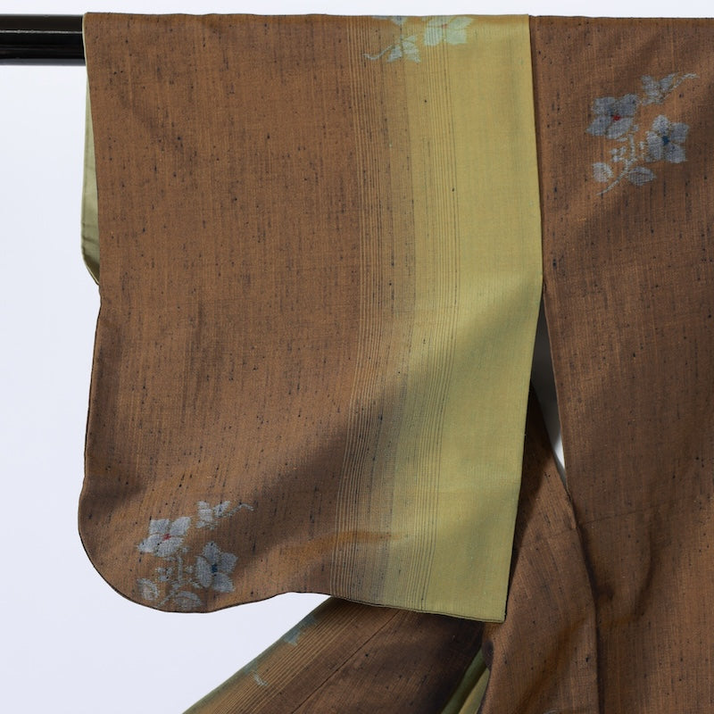 Japanese kimono used <Tsumugi> S-size silk 100% /B826