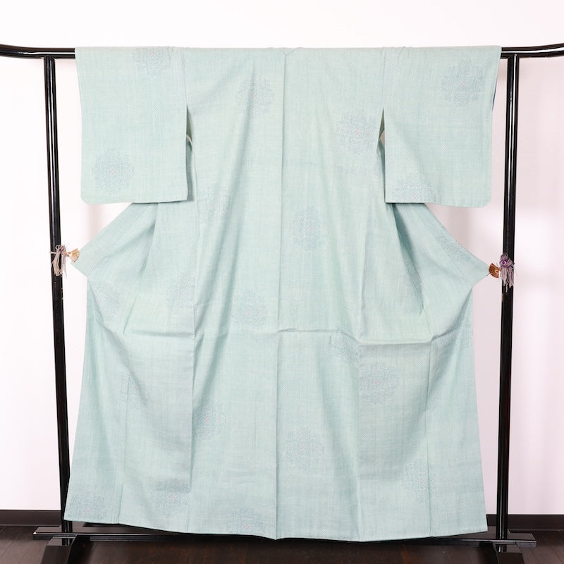 New Unused Japanese kimono <Tsumugi> Lsize silk 100% /T418