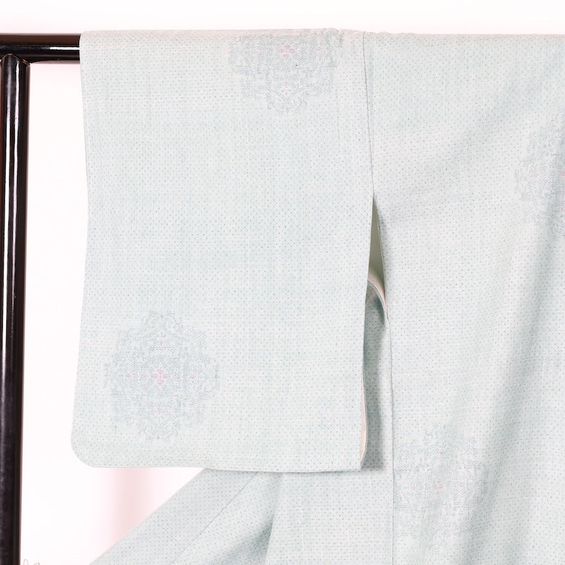 New Unused Japanese kimono <Tsumugi> Lsize silk 100% /T418