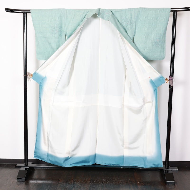 New Unused Japanese kimono <Tsumugi> Lsize silk 100% /T418