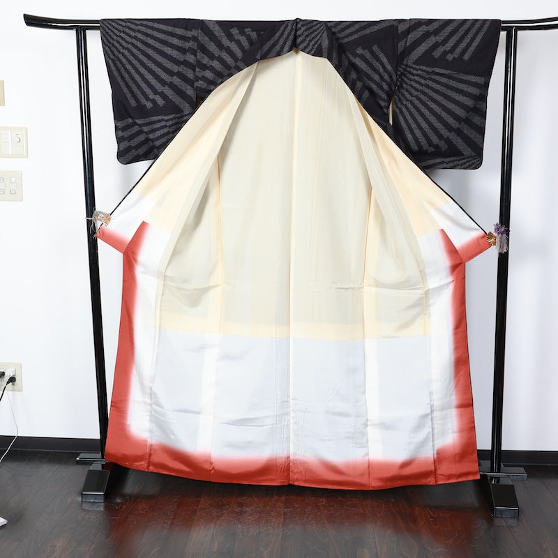 Japanese kimono used <Tsumugi> Lsize silk 100% /T417