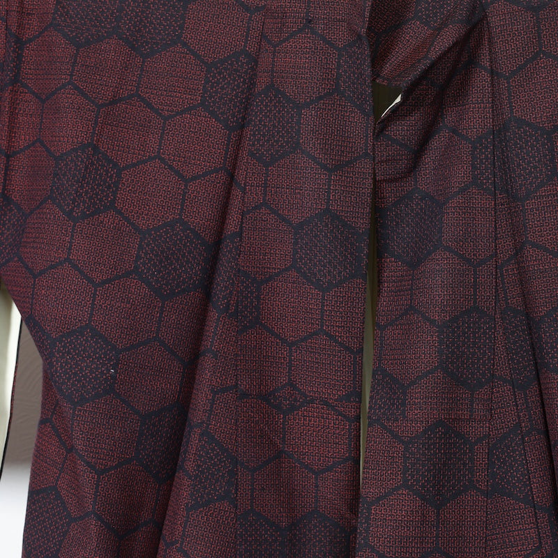 Japanese kimono used <Tsumugi> Lsize silk 100% /T416