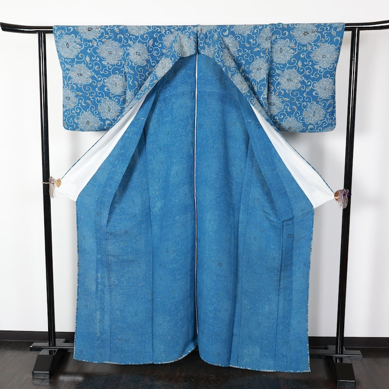 Japanese kimono used <Komon> Msize silk 100% /T425