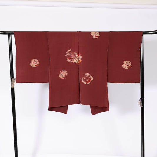 kimono jacket (Haori) 100% silk /K192 Brand new, untailored. Purple, Brown, Love, Red, Seigaiha, Maple, Camellia, Chrysanthemum, Plum