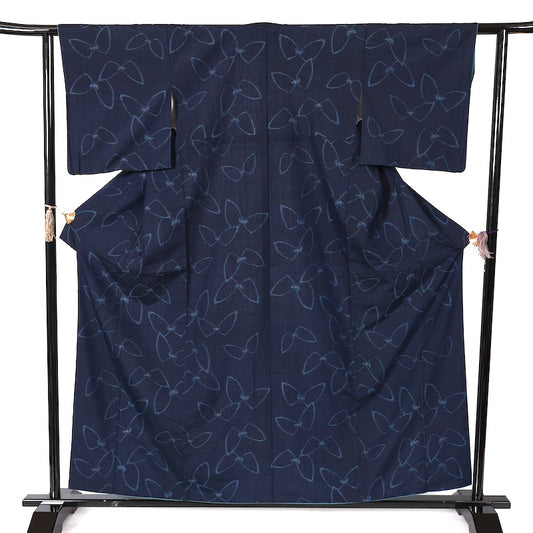Japanease kimono used(tsumugi)size-L silk 100%/K179