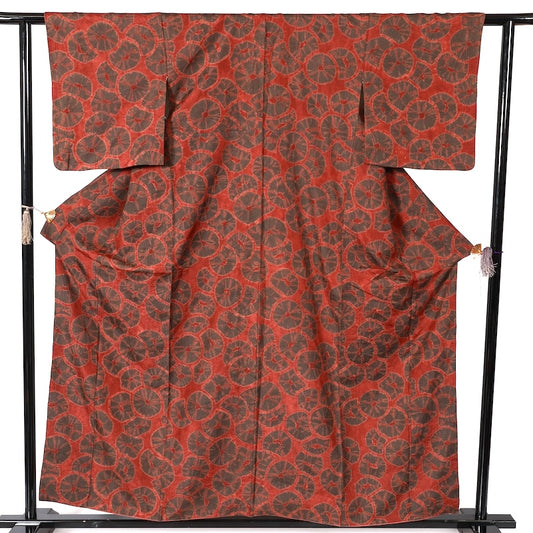Japanease kimono used(tsumugi)size-M silk 100%/K178