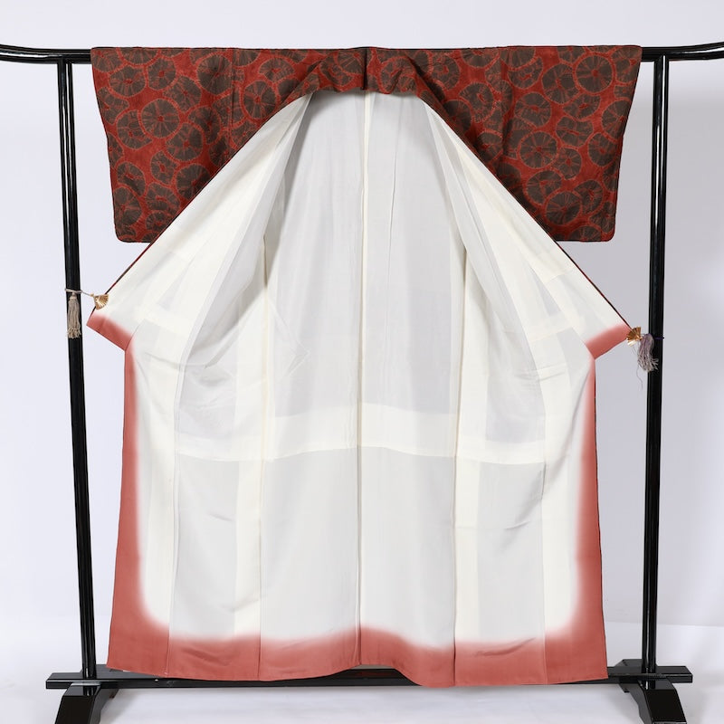 Japanease kimono used(tsumugi)size-M silk 100%/K178
