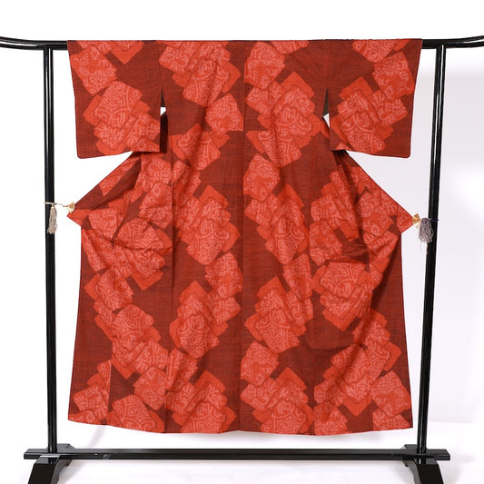 Japanease kimono used(tsumugi)size-M silk 100%/K182