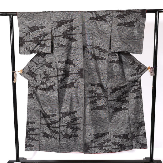 Japanease kimono used(tsumugi)size-M silk 100%/K174