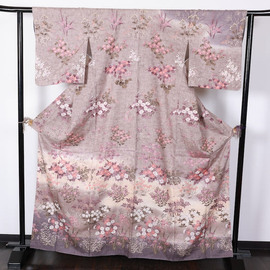 Japanese kimono used <Tsukesagekomon> Lsize silk 100% /T393