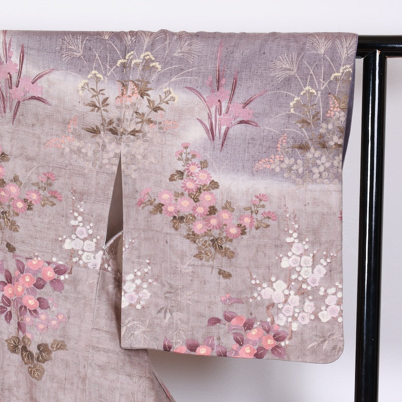Japanese kimono used <Tsukesagekomon> Lsize silk 100% /T393