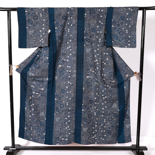 Japanease kimono used(tsumugi)size-M silk 100%/K172