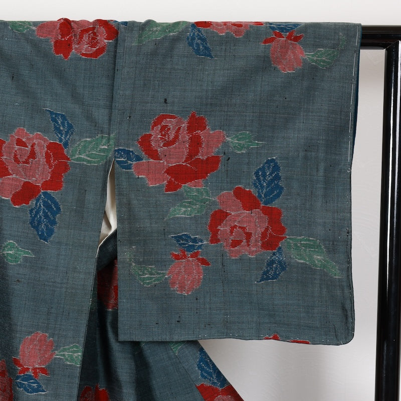 Japanese kimono used <houmongi> Lsize silk 100% /T419