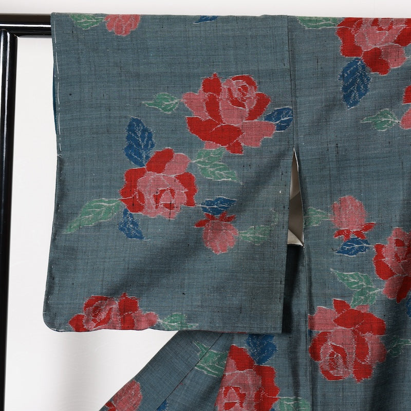 Japanese kimono used <houmongi> Lsize silk 100% /T419